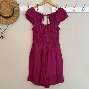 Anthropologie magenta linen blend cutout dress. Size medium or large. Like new.